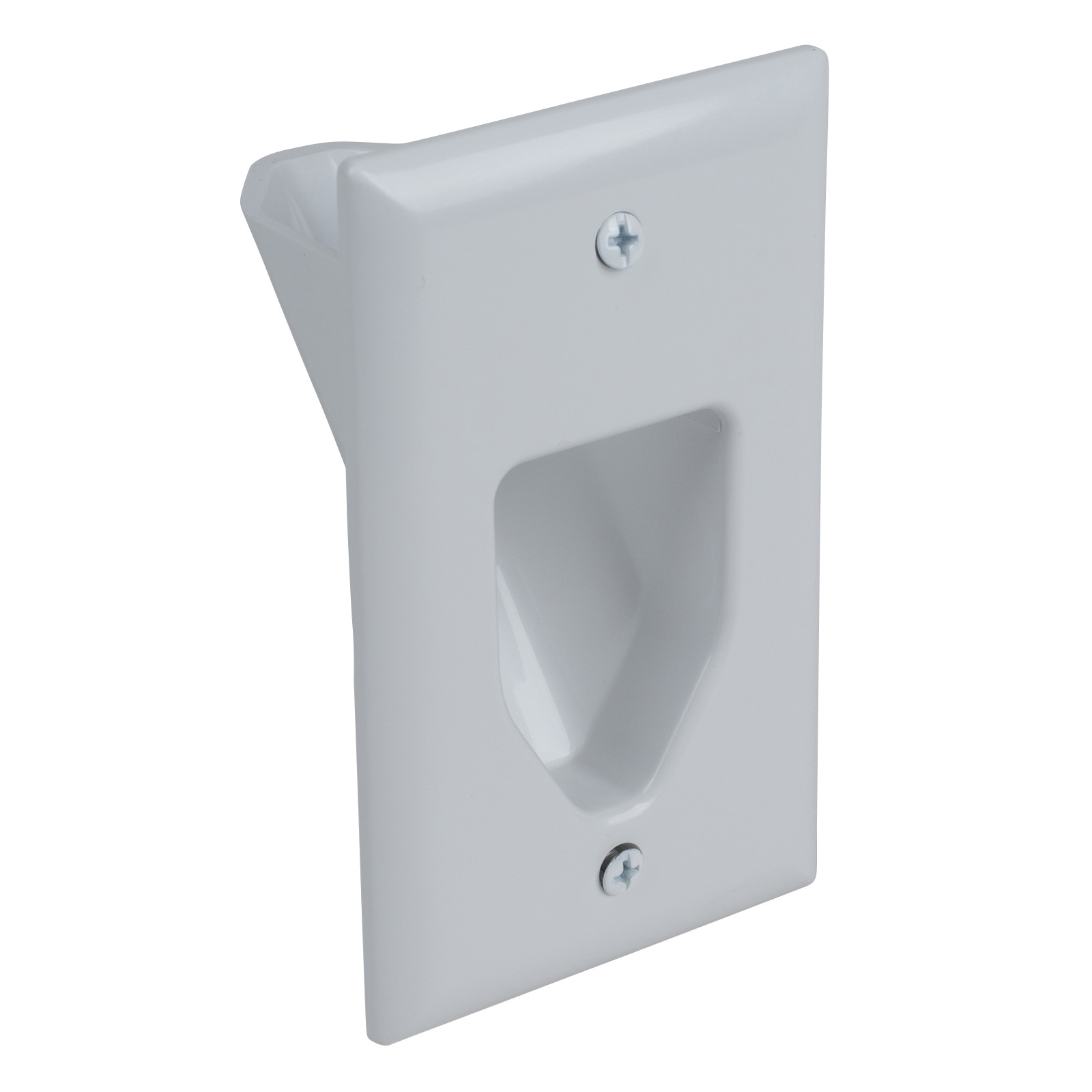 Datacomm Electronics 45-0001-UWH 1-Gang Recessed Low-Voltage Cable Plate - Ultra White